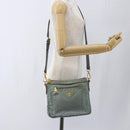 PRADA Shoulder Bag Nylon Green Gold Auth 170487-24