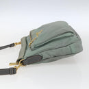 PRADA Shoulder Bag Nylon Green Gold Auth 170487-3