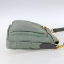 PRADA Shoulder Bag Nylon Green Gold Auth 170487-4