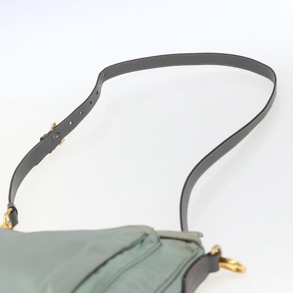 PRADA Shoulder Bag Nylon Green Gold Auth 170487