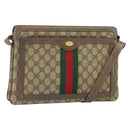 GUCCI GG Supreme Web Sherry Line Bag PVC Beige Gold 02 14 013 Auth 170488-1