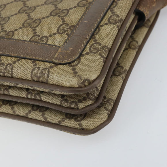 GUCCI GG Supreme Web Sherry Line Bag PVC Beige Gold 02 14 013 Auth 170488