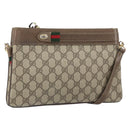 GUCCI GG Supreme Web Sherry Line Bag PVC Beige Gold 96 02 035 Auth 170489-1