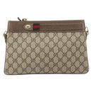 GUCCI GG Supreme Web Sherry Line Bag PVC Beige Gold 96 02 035 Auth 170489-13