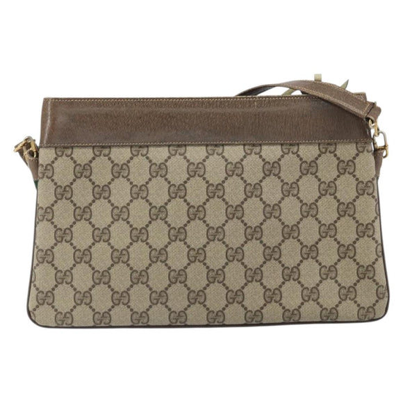 GUCCI GG Supreme Web Sherry Line Bag PVC Beige Gold 96 02 035 Auth 170489