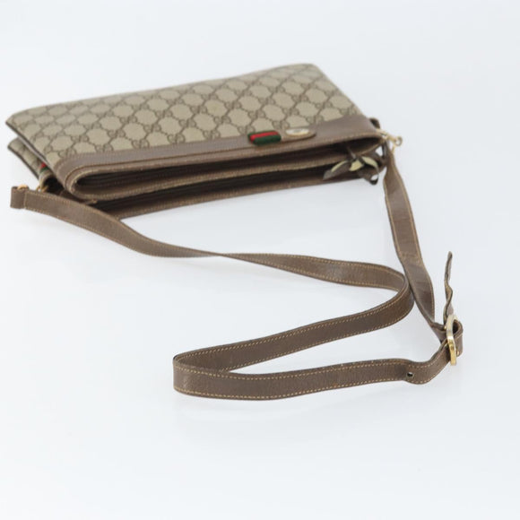 GUCCI GG Supreme Web Sherry Line Bag PVC Beige Gold 96 02 035 Auth 170489