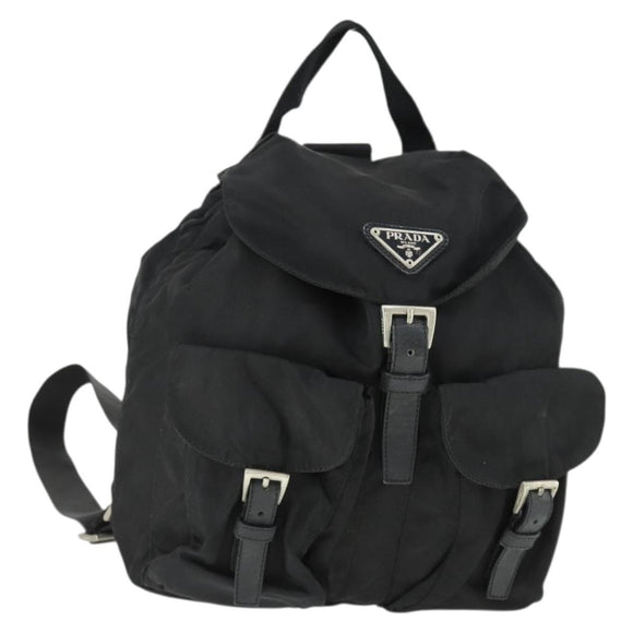 PRADA Backpack Nylon Black Silver Auth 170491