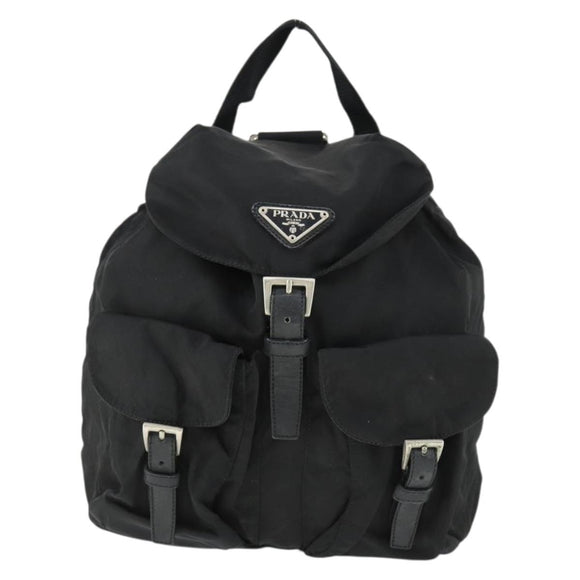 PRADA Backpack Nylon Black Silver Auth 170491