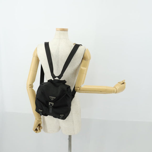 PRADA Backpack Nylon Black Silver Auth 170491