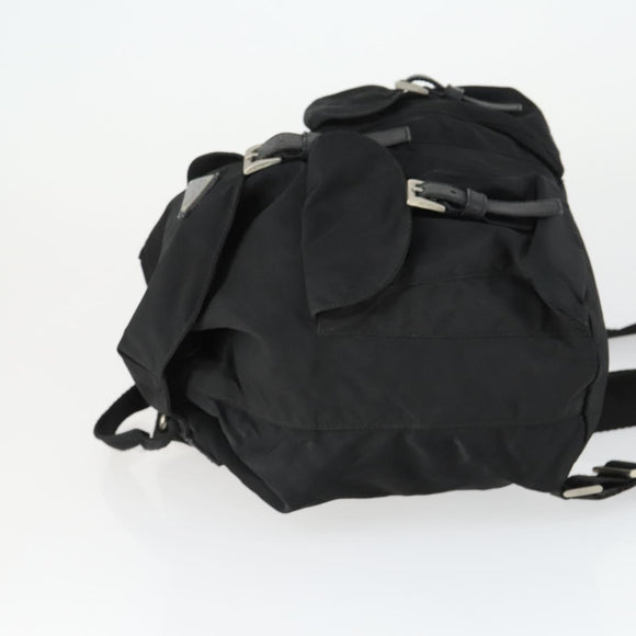 PRADA Backpack Nylon Black Silver Auth 170491