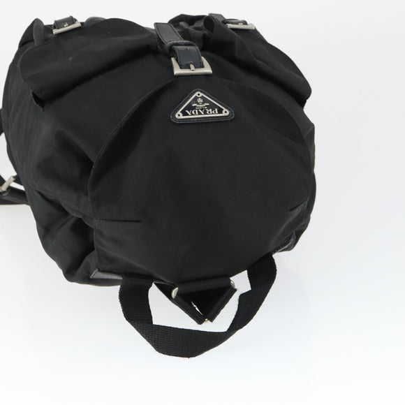 PRADA Backpack Nylon Black Silver Auth 170491