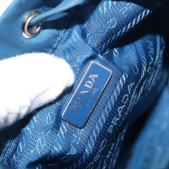 PRADA Purse Pouch Nylon Light Blue Silver Auth 170492