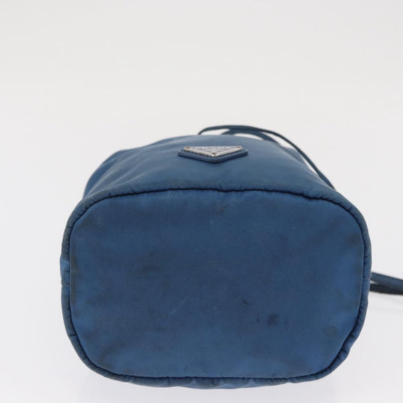 PRADA Purse Pouch Nylon Light Blue Silver Auth 170492