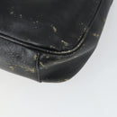 GUCCI Bamboo Hand Bag Leather Black Gold Auth 170494-12