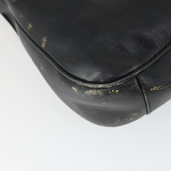 GUCCI Bamboo Hand Bag Leather Black Gold Auth 170494