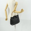 GUCCI Bamboo Hand Bag Leather Black Gold Auth 170494-21