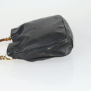 GUCCI Bamboo Hand Bag Leather Black Gold Auth 170494-5
