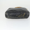 GUCCI Bamboo Hand Bag Leather Black Gold Auth 170494-9