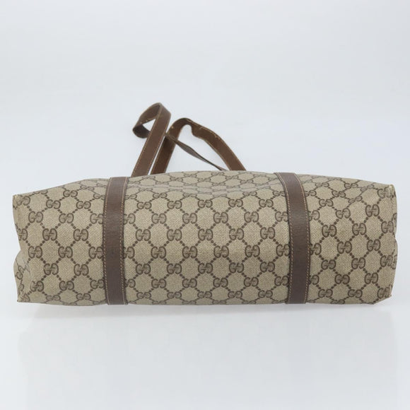 GUCCI GG Supreme Tote Bag PVC Beige 156 02 110 Auth 170497