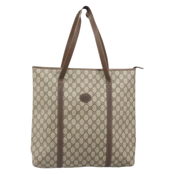 GUCCI GG Supreme Tote Bag PVC Beige 156 02 110 Auth 170497