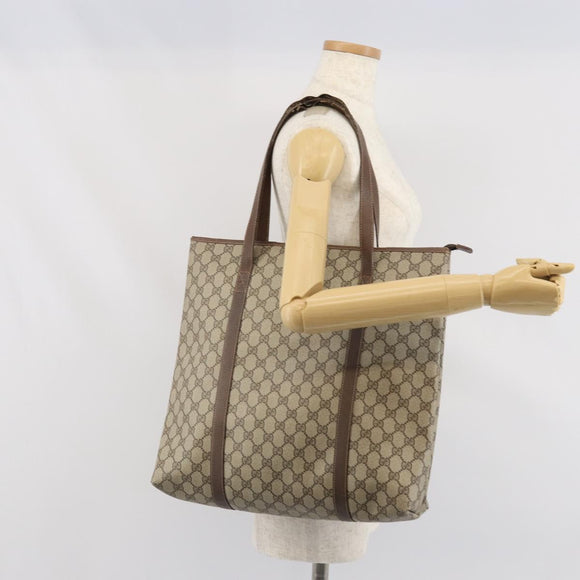 GUCCI GG Supreme Tote Bag PVC Beige 156 02 110 Auth 170497