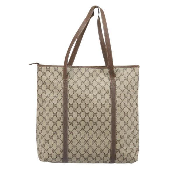 GUCCI GG Supreme Tote Bag PVC Beige 156 02 110 Auth 170497