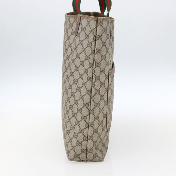 GUCCI GG Supreme Web Sherry Line Tote Bag PVC Beige Red 39 02 003 Auth 170499