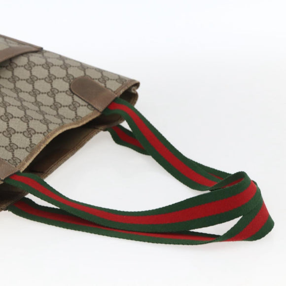 GUCCI GG Supreme Web Sherry Line Tote Bag PVC Beige Red 39 02 003 Auth 170499