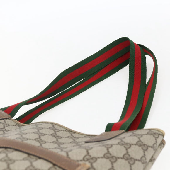 GUCCI GG Supreme Web Sherry Line Tote Bag PVC Beige Red 39 02 003 Auth 170499