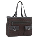 GUCCI GG Canvas Tote Bag Brown Silver 268639 Auth 170501-1
