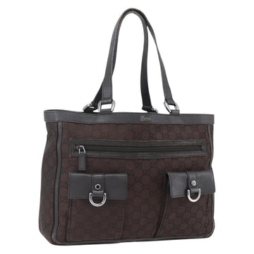 GUCCI GG Canvas Tote Bag Brown Silver 268639 Auth 170501