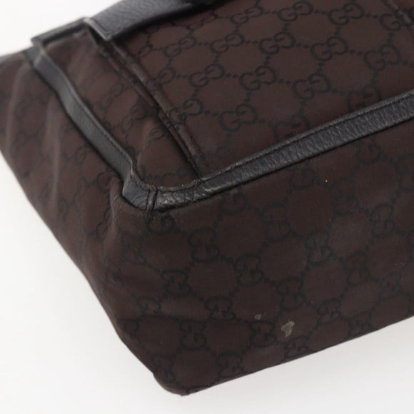 GUCCI GG Canvas Tote Bag Brown Silver 268639 Auth 170501