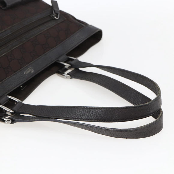 GUCCI GG Canvas Tote Bag Brown Silver 268639 Auth 170501