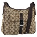 GUCCI GG Canvas Shoulder Bag Beige Silver 131211 Auth 170502-1