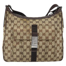 GUCCI GG Canvas Shoulder Bag Beige Silver 131211 Auth 170502-13
