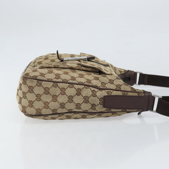 GUCCI GG Canvas Shoulder Bag Beige Silver 131211 Auth 170502