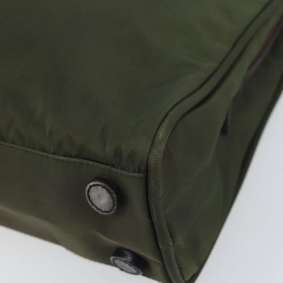 PRADA Hand Bag Nylon Green Silver Auth 170503