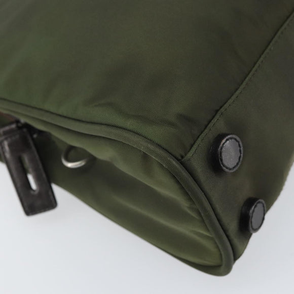 PRADA Hand Bag Nylon Green Silver Auth 170503