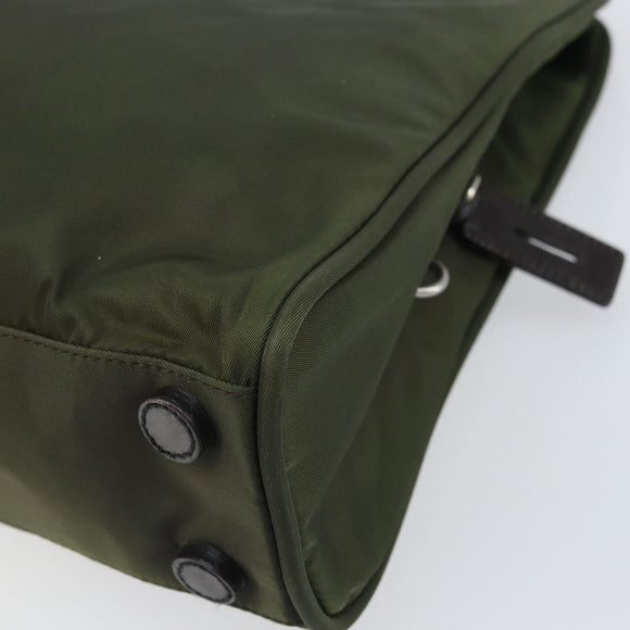 PRADA Hand Bag Nylon Green Silver Auth 170503