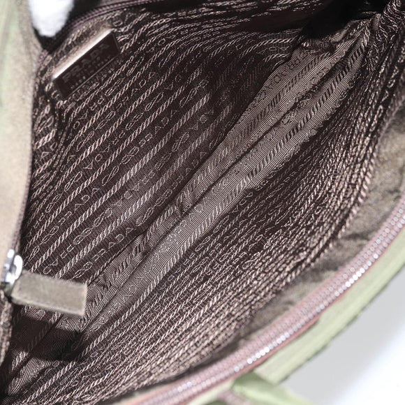 PRADA Hand Bag Nylon Green Silver Auth 170503