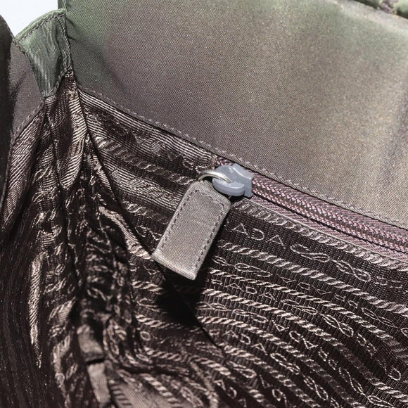 PRADA Hand Bag Nylon Green Silver Auth 170503