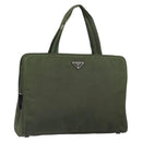 PRADA Hand Bag Nylon Green Silver Auth 170503-1