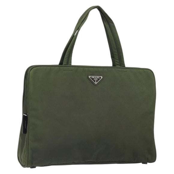 PRADA Hand Bag Nylon Green Silver Auth 170503