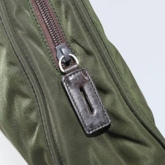 PRADA Hand Bag Nylon Green Silver Auth 170503