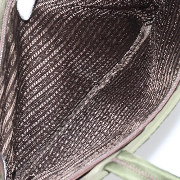 PRADA Hand Bag Nylon Green Silver Auth 170503