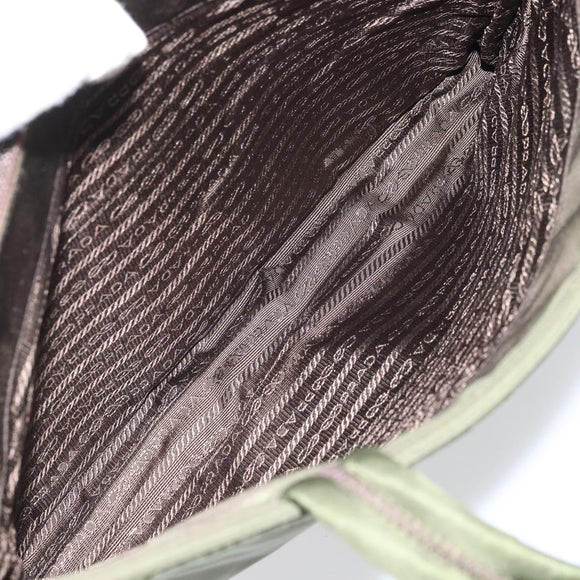 PRADA Hand Bag Nylon Green Silver Auth 170503