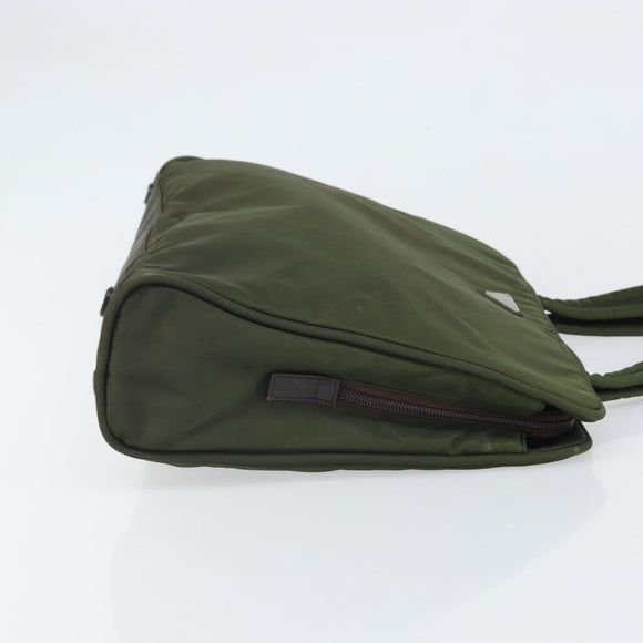 PRADA Hand Bag Nylon Green Silver Auth 170503