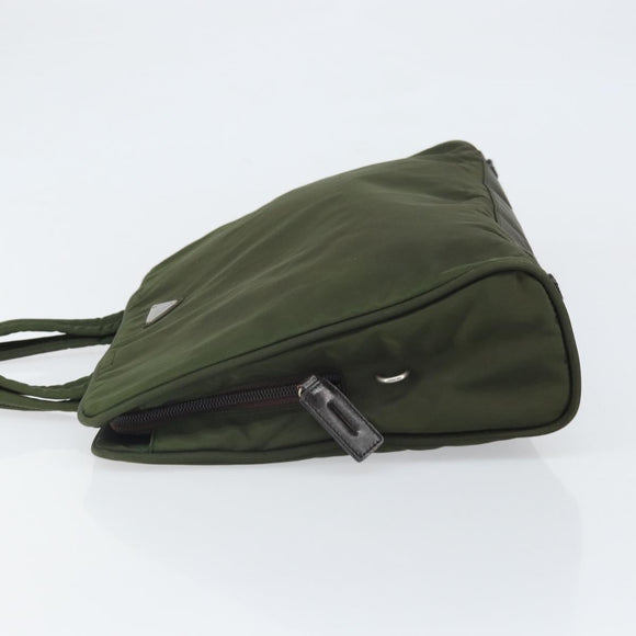 PRADA Hand Bag Nylon Green Silver Auth 170503
