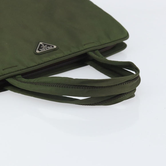 PRADA Hand Bag Nylon Green Silver Auth 170503
