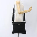 PRADA Shoulder Bag Nylon Black Silver Auth 170505-22